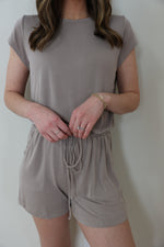 Load image into Gallery viewer, Maya Romper &gt;&gt; Taupe (Two Left)
