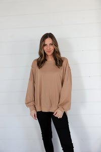 Emma French Terry Pullover >> Mocha (One Left - Size M/L)