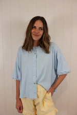 Load image into Gallery viewer, Sky Blue Short Sleeve Cardigan
