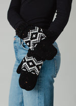 Load image into Gallery viewer, Black &amp; Speckled Patterned Mittens
