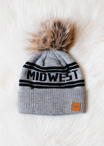 Load image into Gallery viewer, Gray &amp; Black Midwest Pom Hat

