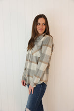 Load image into Gallery viewer, The Taylor Button Up &gt;&gt; Grey Brown Plaid (Two Left)
