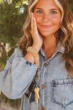 Load image into Gallery viewer, Mustard Gingham Keychain
