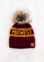 Load image into Gallery viewer, Maroon &amp; Gold Midwest Pom Hat

