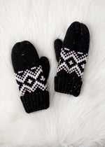 Load image into Gallery viewer, Black &amp; Speckled Patterned Mittens
