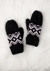 Black & Speckled Patterned Mittens