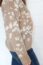 Load image into Gallery viewer, Itsy Bitsy Flower Sweater &gt;&gt; Mocha/Ivory (One Left - Size S)
