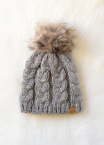 Load image into Gallery viewer, Gray Cable Knit Pom Hat
