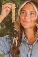 Load image into Gallery viewer, Mustard Gingham Keychain
