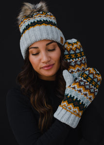 Gray & Multicolored Patterned Mittens