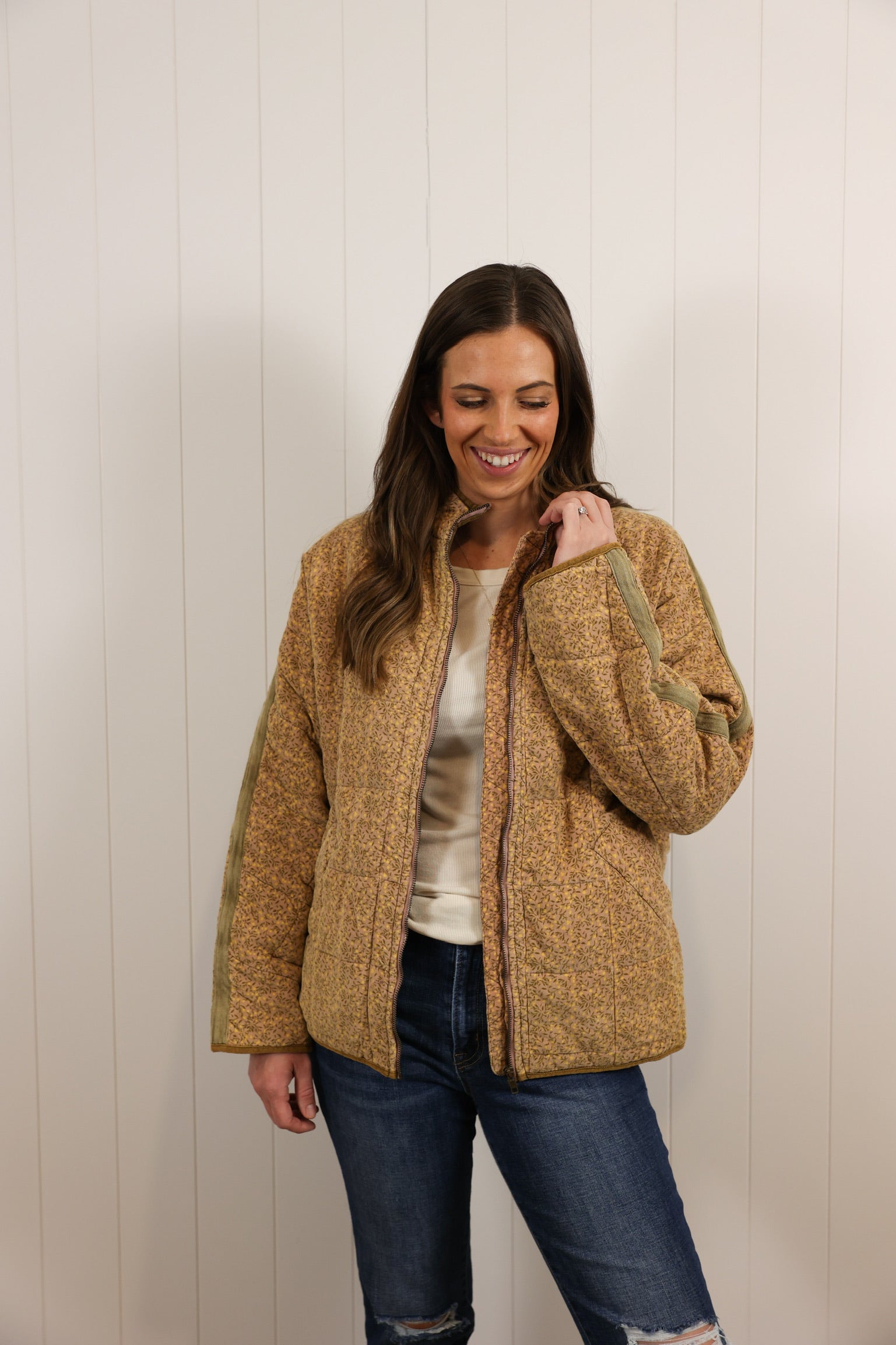 Quilted Corduroy Jacket >> Dusty Mustard Mauve