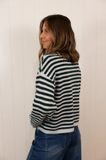 Load image into Gallery viewer, The Quince Cardigan >> Grey Pine Stripe
