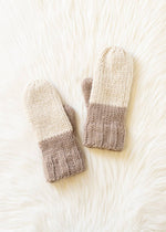 Load image into Gallery viewer, Beige &amp; Taupe Color Block Knit Mittens
