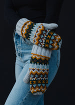 Load image into Gallery viewer, Gray &amp; Multicolored Patterned Mittens
