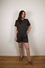Load image into Gallery viewer, Bea&#39;s Summer Romper &gt;&gt; Charcoal
