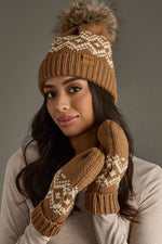 Load image into Gallery viewer, Brown &amp; Speckled Patterned Pom Hat
