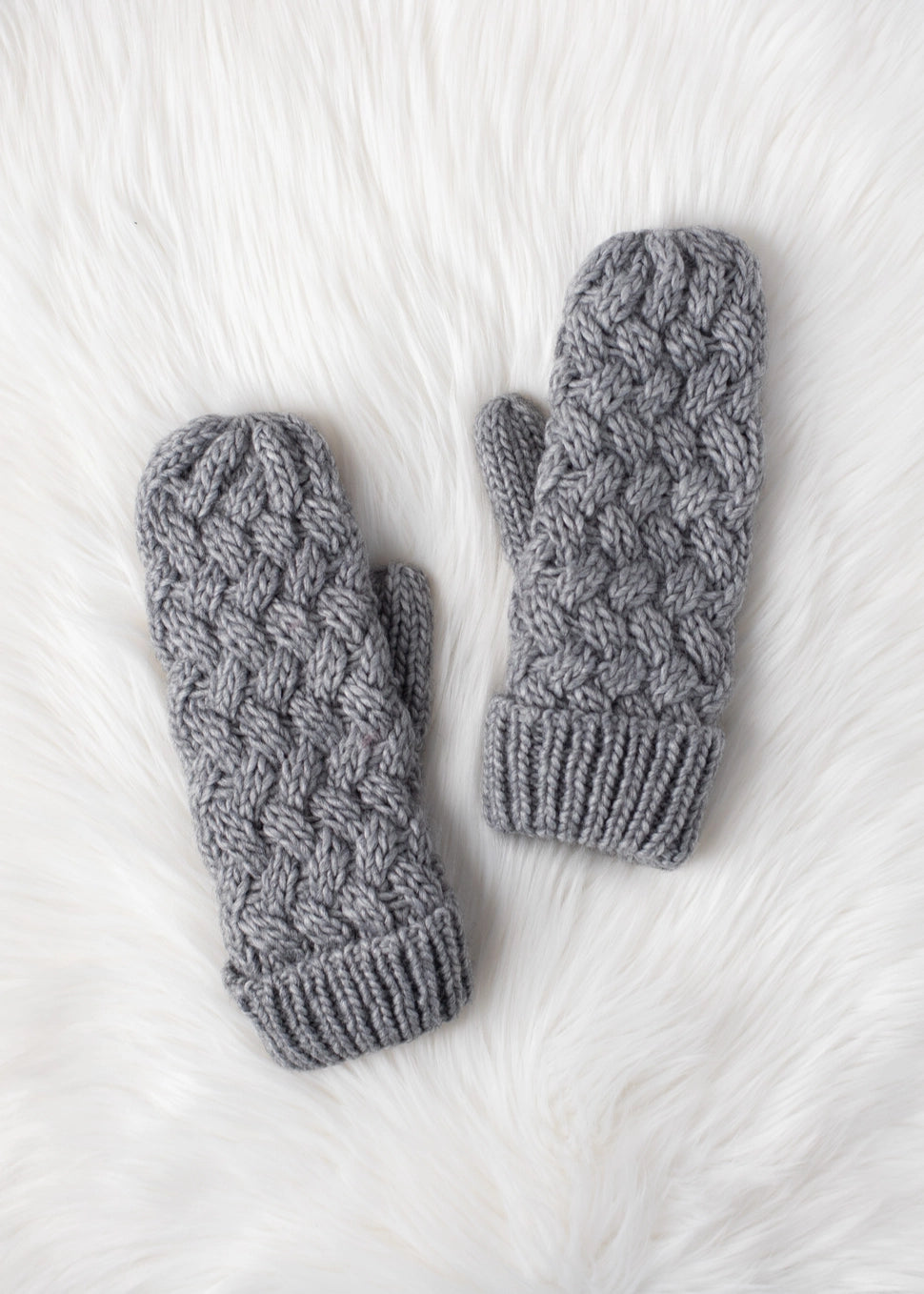 Gray Knit Mittens