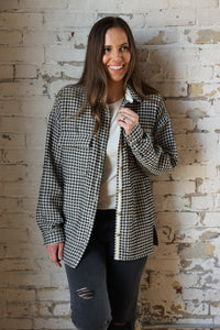 Mocha Checker Waffle Shacket (Two Left)