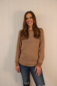 Stacy's Long Sleeve >> Toasted Coconut Stripe (One Left - Size XL)