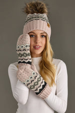 Load image into Gallery viewer, Blush, Sage, Black &amp; White Patterned Pom Hat
