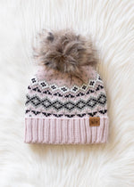Load image into Gallery viewer, Blush, Sage, Black &amp; White Patterned Pom Hat
