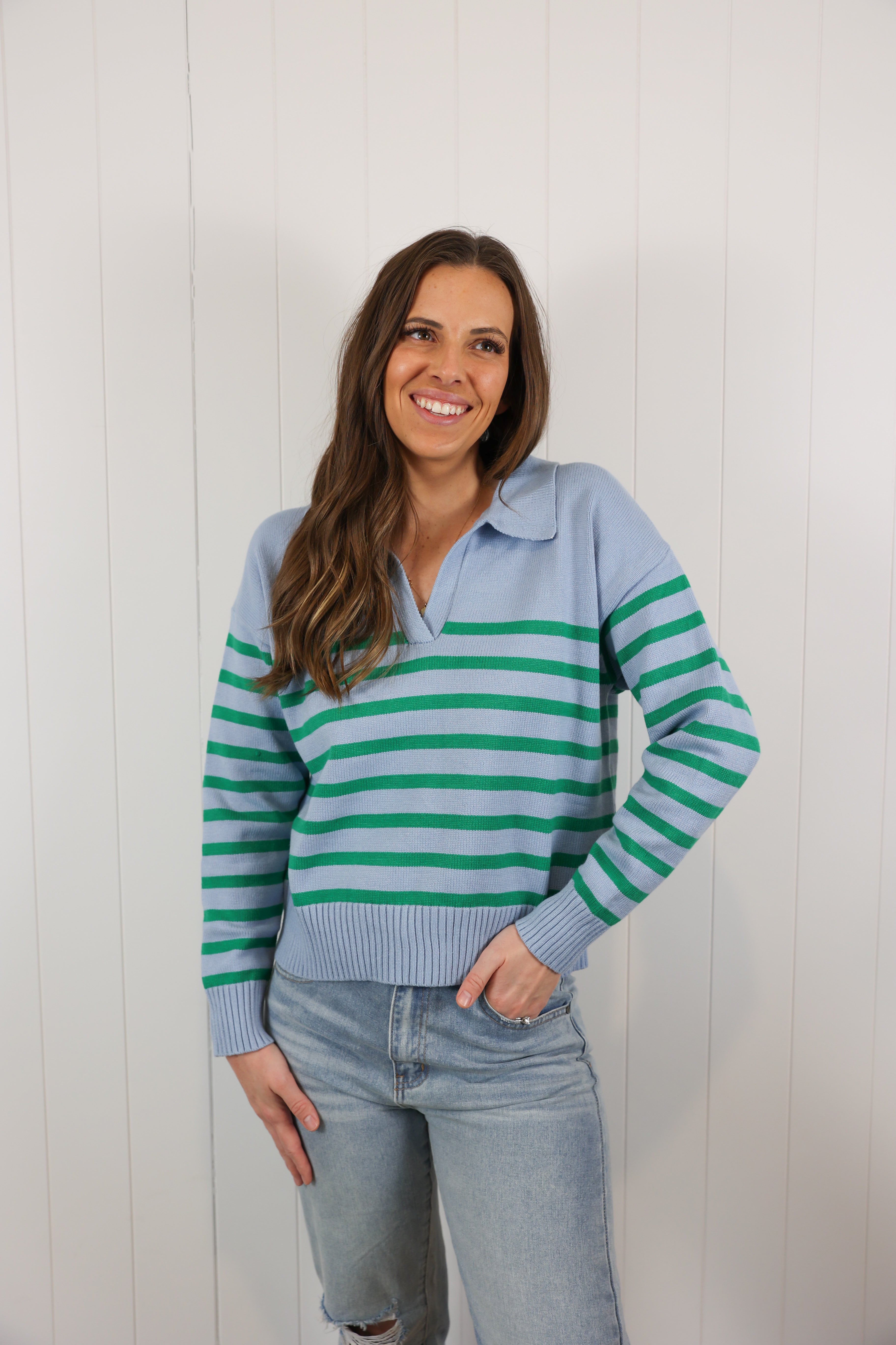 Olivia Sweater >> Sky Green