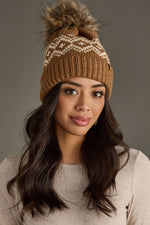 Load image into Gallery viewer, Brown &amp; Speckled Patterned Pom Hat
