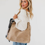 Load image into Gallery viewer, Evie Suede Hobo Shoulder Bag: Taupe

