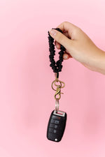 Load image into Gallery viewer, Black Faux Leather Keychain
