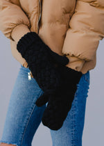 Load image into Gallery viewer, Black Knit Mittens
