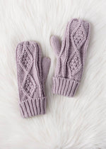 Load image into Gallery viewer, Light Purple Cable Knit Mittens
