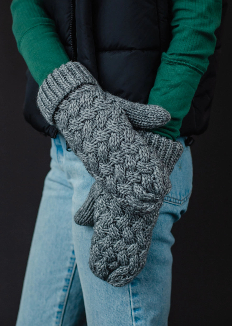 Gray Knit Mittens