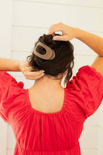 Load image into Gallery viewer, Circle Cutout Flat Claw Clip: Brown
