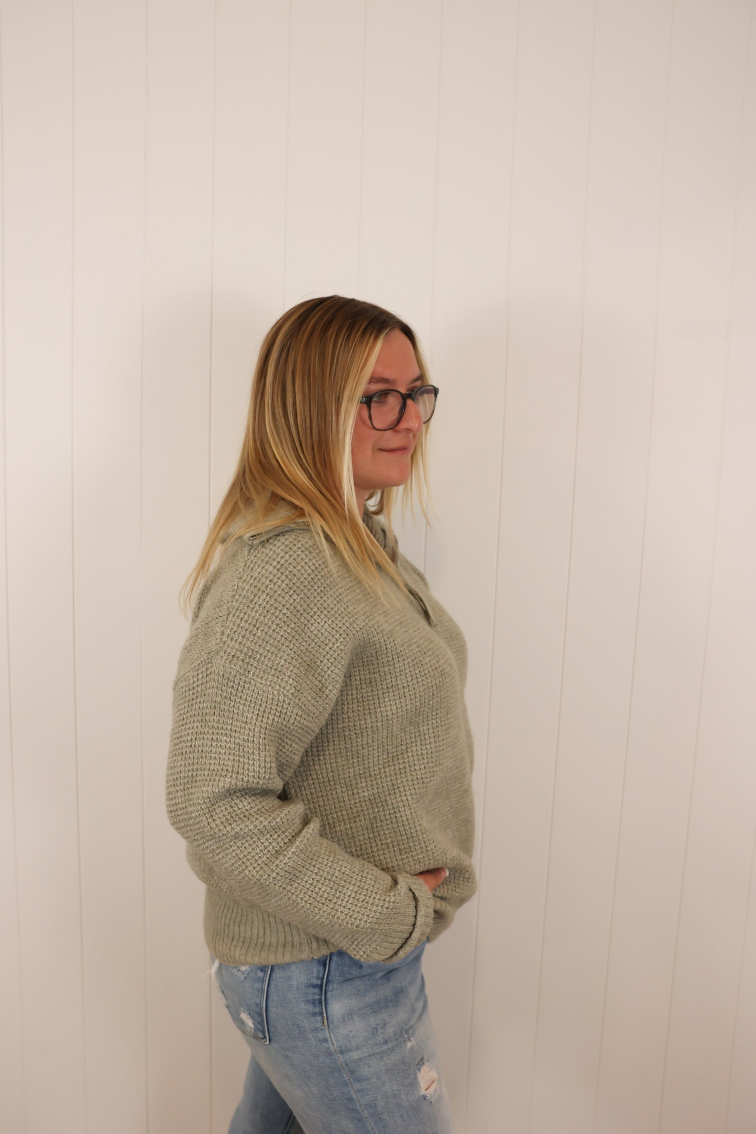 Waffle Half Zip Up (One Left - Size L)