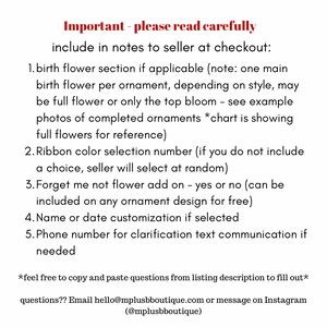 Birth Flower Ornament (customizable - see listing)