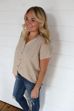 Load image into Gallery viewer, Khaki Button Tee
