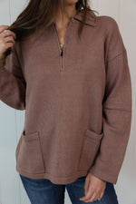 Load image into Gallery viewer, Red Bean Quarter Zip Sweater
