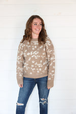 Load image into Gallery viewer, Itsy Bitsy Flower Sweater &gt;&gt; Mocha/Ivory (One Left - Size S)
