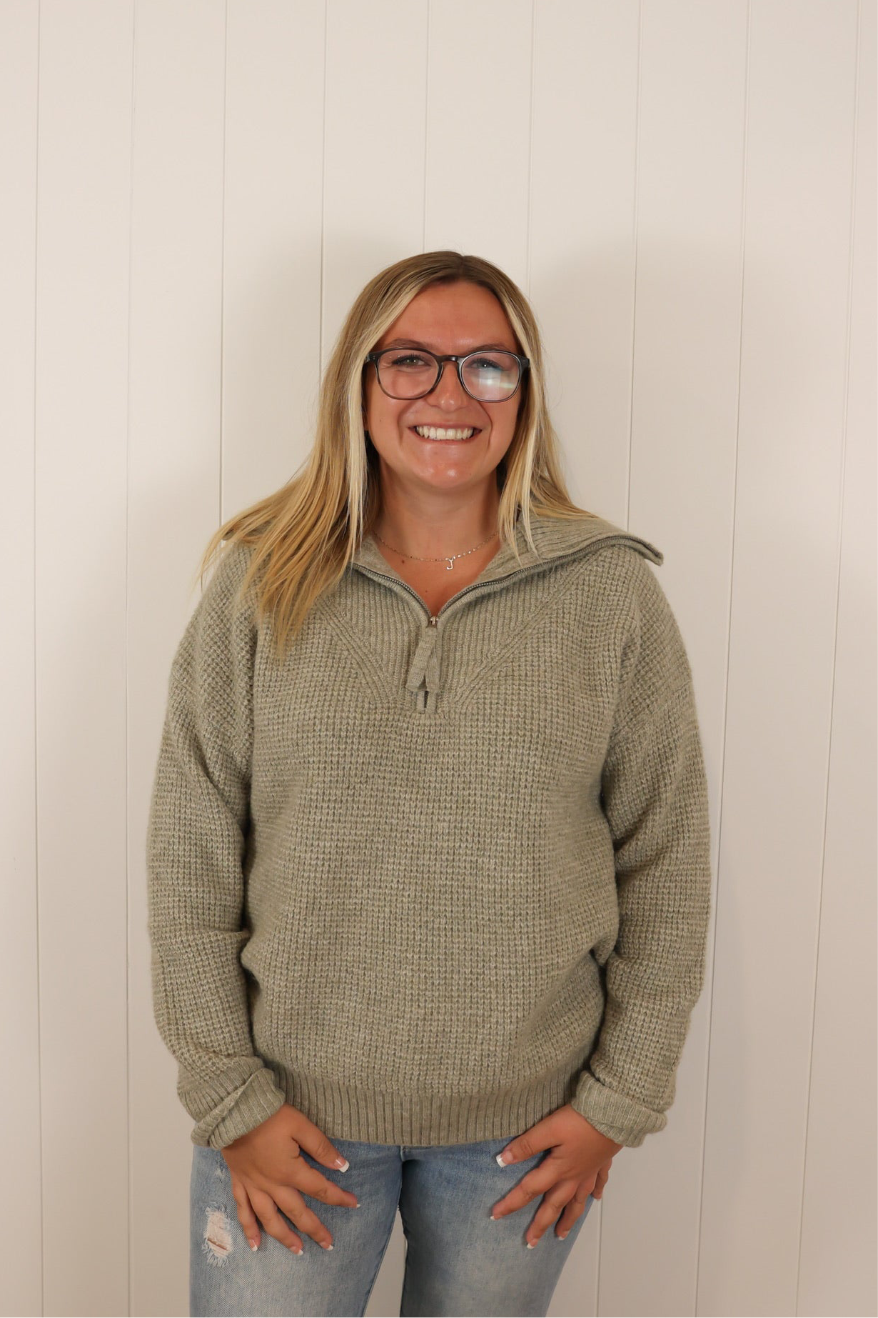 Waffle Half Zip Up (One Left - Size L)