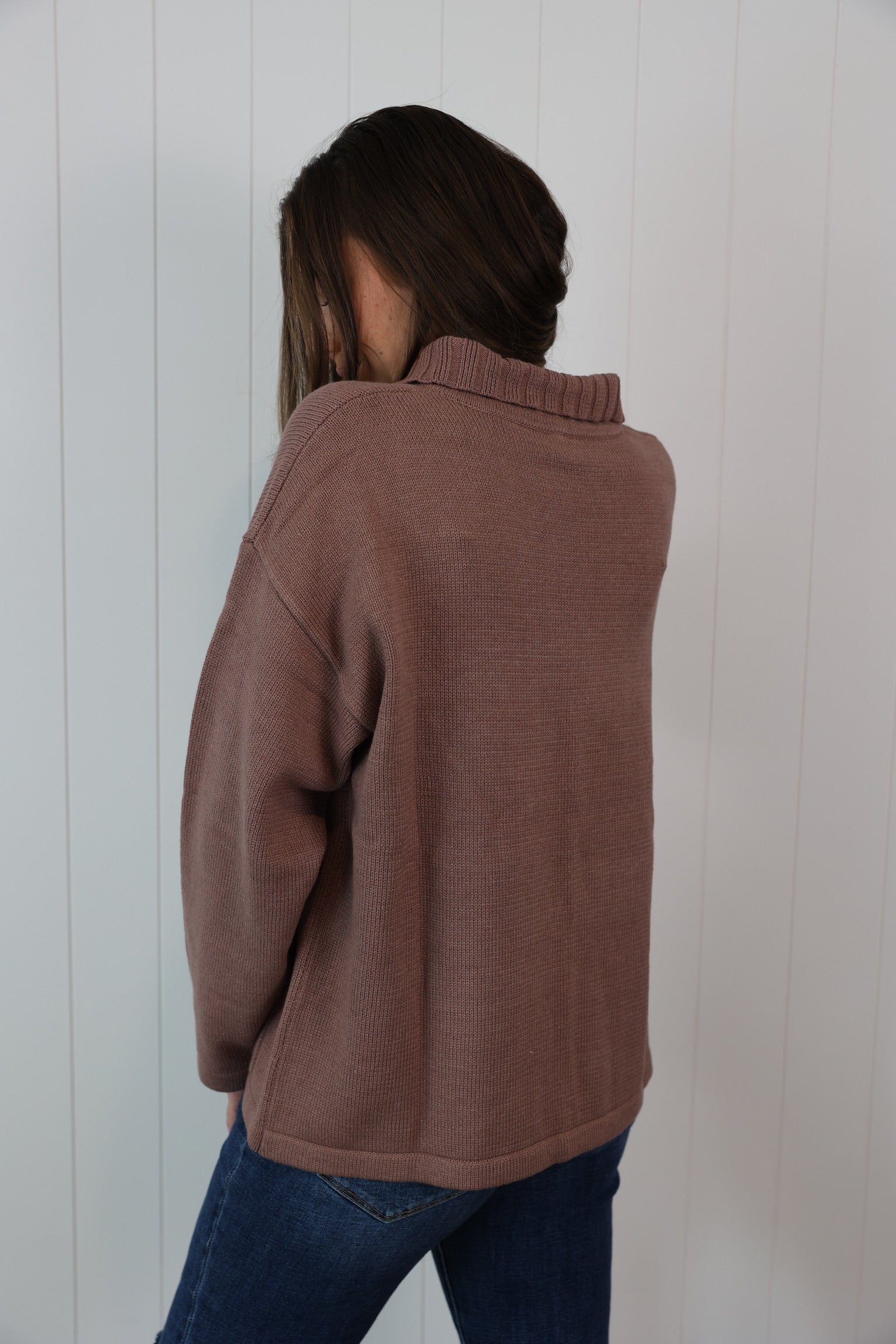 Red Bean Quarter Zip Sweater