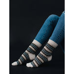 Load image into Gallery viewer, Cream, Black &amp; Tan Pattern Socks
