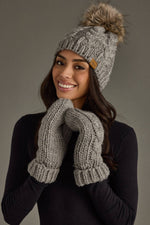 Load image into Gallery viewer, Gray Cable Knit Pom Hat
