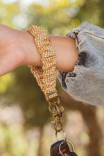Load image into Gallery viewer, Mustard Gingham Keychain
