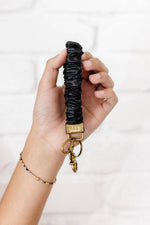 Load image into Gallery viewer, Black Faux Leather Keychain
