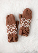 Load image into Gallery viewer, Brown &amp; Speckled Patterned Mittens
