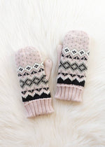 Load image into Gallery viewer, Blush, Sage, Black &amp; White Patterned Mittens
