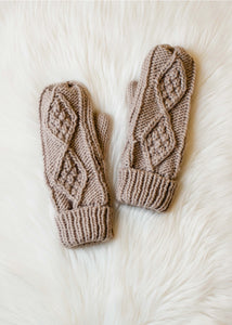 Mocha Cable Knit Mittens