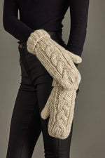 Load image into Gallery viewer, Beige Cable Knit Mittens
