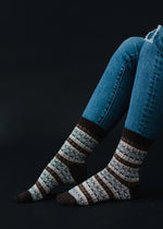 Load image into Gallery viewer, #2 Brown, Tan &amp; Cream Pattern Socks
