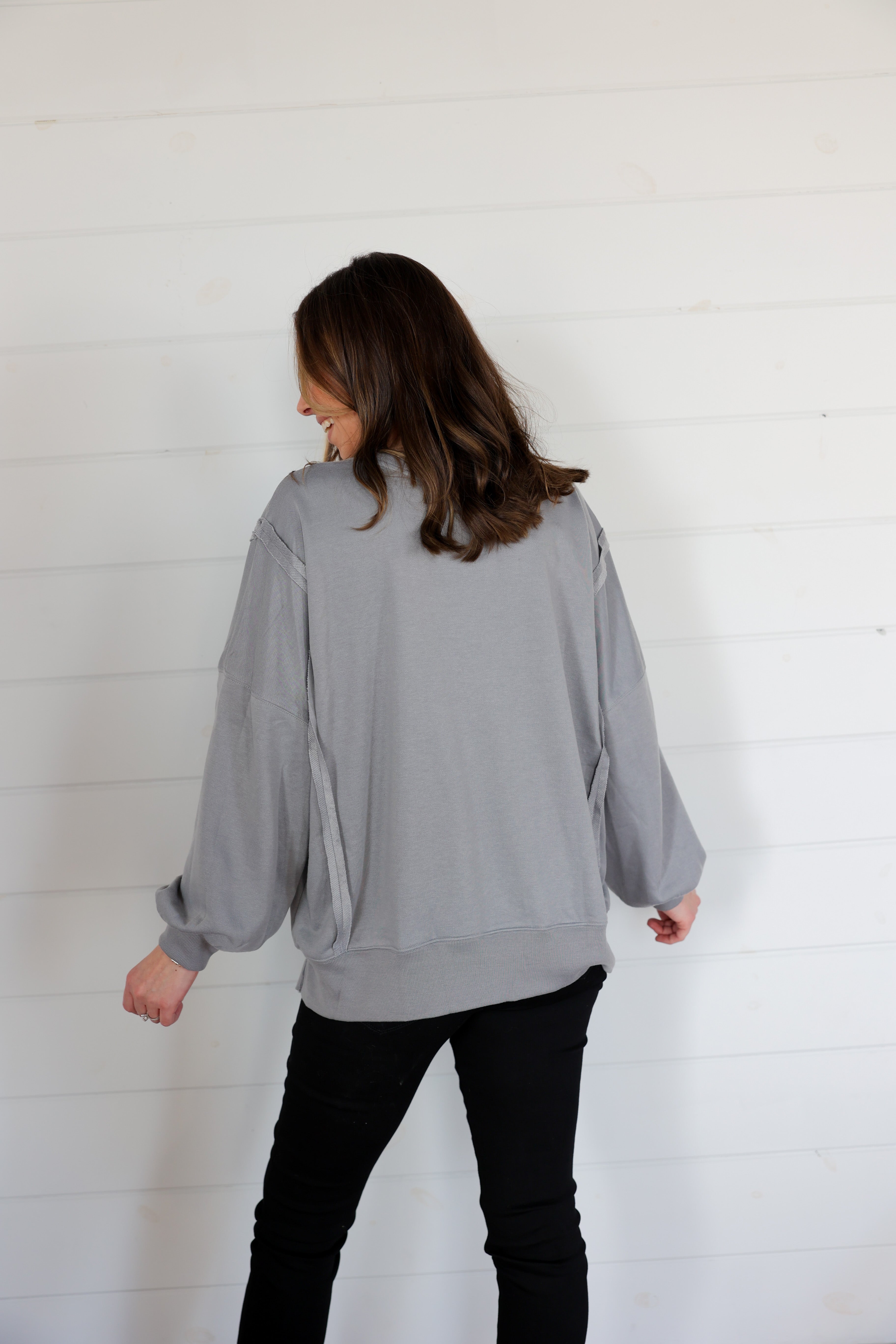 Emma French Terry Pullover >> Grey